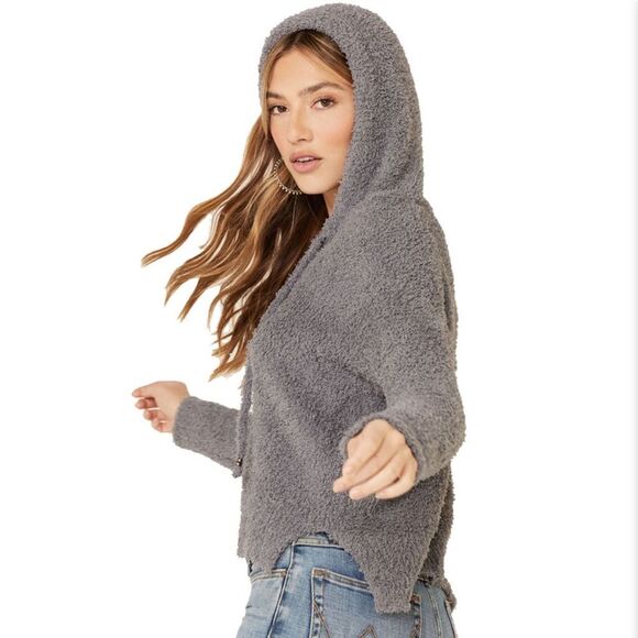 POL Women’s Berber Fleece Plush Fuzzy‎ Soft Hoodie Sweater Size S - Picture 1 of 14